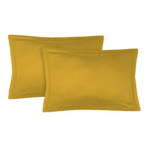 Taie d'oreiller (x2) satin de coton  50x70 jaune moutarde