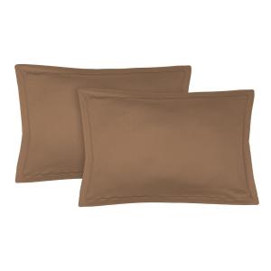 Taie d'oreiller (x2) satin de coton caramel 50x70