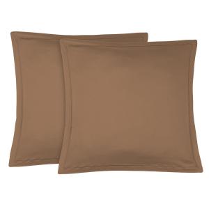 Taie d'oreiller (x2) satin de coton caramel 65x65