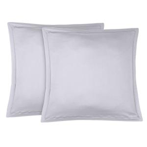 Taie d'oreiller (x2) satin de coton gris perle 65x65