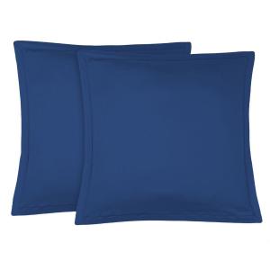 Taie d'oreiller (x2) satin de coton indigo 65x65