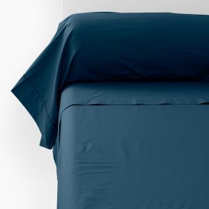 Taie de traversin percale de coton uni brodé bleu 190 x 45…