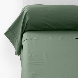 Taie de traversin percale de coton uni brodé vert 190 x 45…