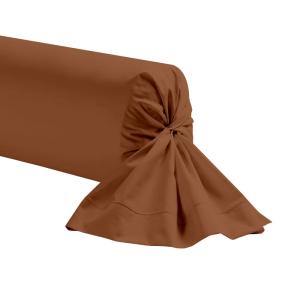 Taie de traversin unie en coton terracotta 85x185