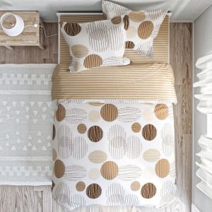Taie volant en coton beige 65x65cm