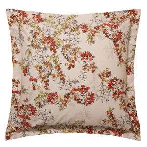 Taie volant en coton beige grège 65x65cm