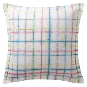 Taie volant en coton blanc cassé 63x63cm