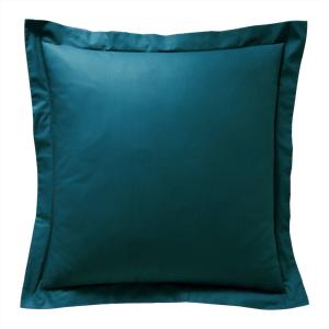 Taie volant en coton bleu canard 63x63cm