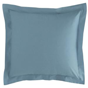 Taie volant en coton bleu glacier 50x70cm