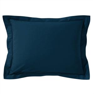 Taie volant en coton bleu marine 63x63cm