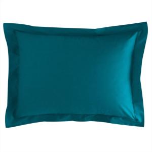 Taie volant en coton bleu petrole 50x70cm