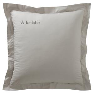 Taie volant en coton gris brume 63x63