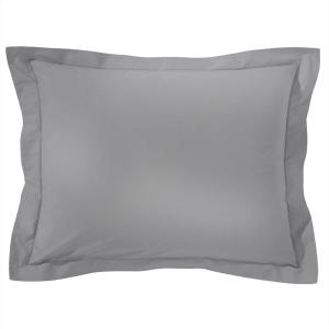 Taie volant en coton gris minéral 50x70cm