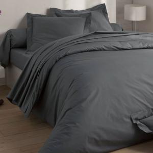 Taie volant en coton gris souris 50x70cm
