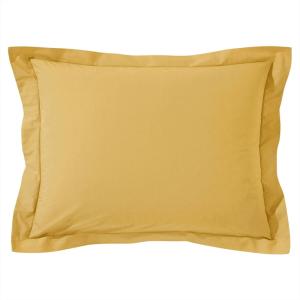 Taie volant en coton jaune ocre 50x70cm