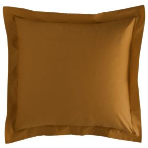 Taie volant en coton marron bronze 50x70