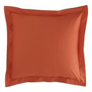 Taie volant en coton orange terracotta 50x70cm