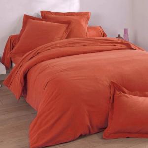 Taie volant en coton orange terracotta 63x63cm
