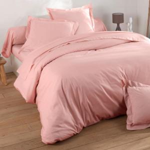 Taie volant en coton rose thé 63x63