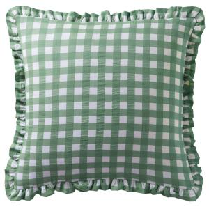 Taie volant en coton vert céladon 50x70cm