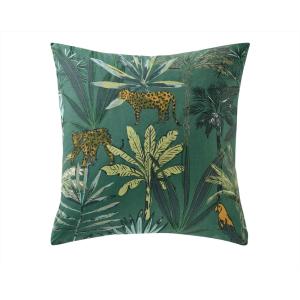 Taie volant en coton vert foncé 65x65cm