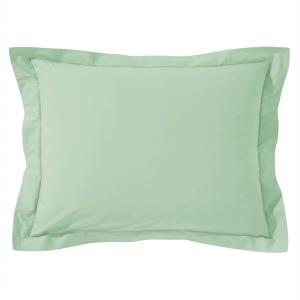 Taie volant en coton vert jade 50x70cm