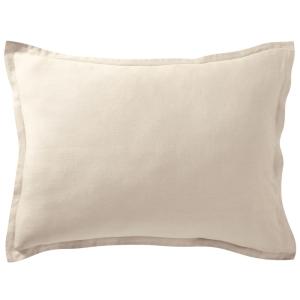 Taie volant en lin blanc craie 50x70cm