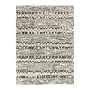 Tapis 100% coton bande ethno blanc-sable 160x230