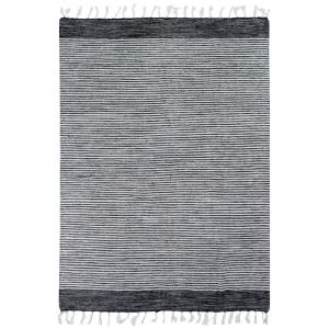 Tapis 100% coton bandes noir-gris-blanc 160x230
