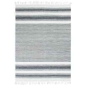 Tapis 100% coton lignes gris-blanc 120x170