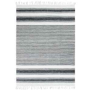 Tapis 100% coton lignes noir-gris-blanc 160x230