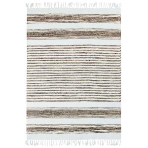 Tapis 100% coton lignes sable-blanc 160x230