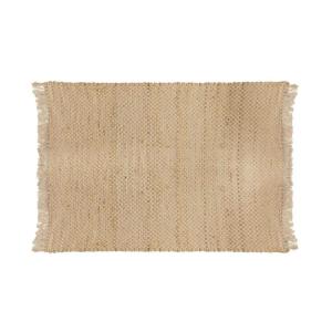 Tapis 120x170 cm en toile de jute naturelle avec franges