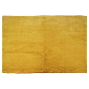 Tapis  120x170cm imitation fourrure fine jaune moutarde