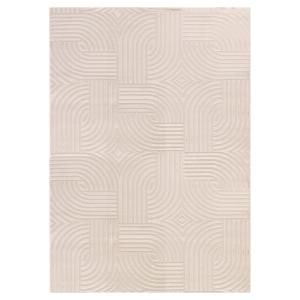 Tapis 70's laineux à motif en relief Beige 140x200cm