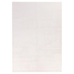 Tapis 70's laineux à motif en relief Crème 200x290cm