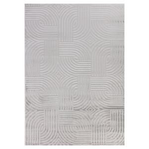 Tapis 70's laineux à motif en relief Gris 80x150cm