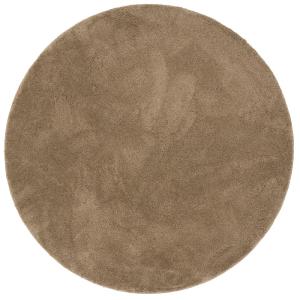 Tapis à poils longs doux rond taupe 120x120 cm