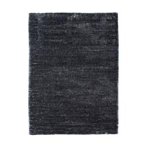 Tapis à poils longs effet soyeux gris anthracite 120x170