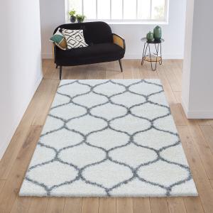 Tapis à poils longs et motifs alhambra blanc 120x170cm