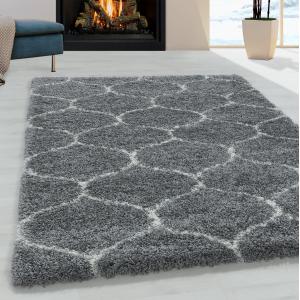 Tapis à poils longs et motifs alhambra gris 240x340cm