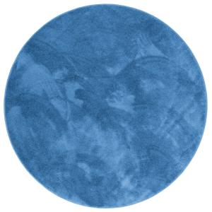 Tapis à poils longs moelleux rond bleu 120x120 cm