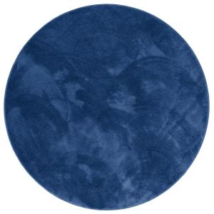 Tapis à poils longs moelleux rond bleu foncé 120x120 cm