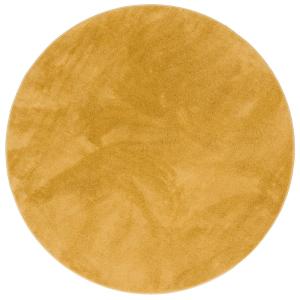 Tapis à poils longs moelleux rond jaune curry 160x160 cm