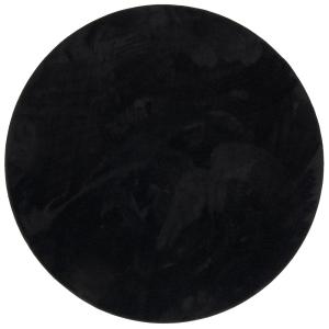 Tapis à poils longs moelleux rond noir 120x120 cm