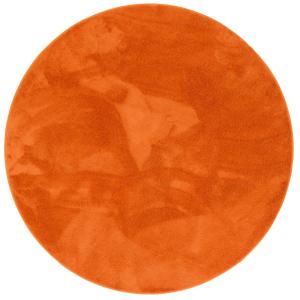Tapis à poils longs moelleux rond orange 120x120 cm