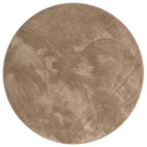 Tapis à poils longs moelleux rond taupe 200x200 cm