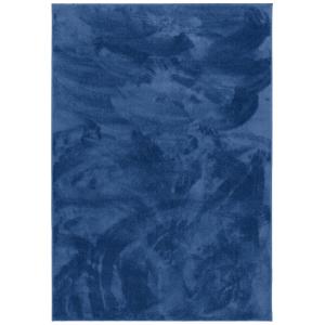 Tapis à poils longs moelleux uni bleu foncé 80x150 cm