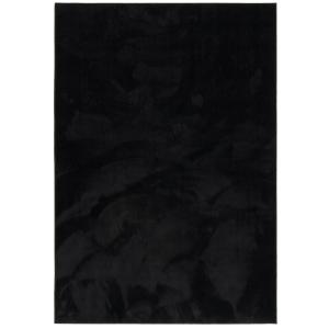 Tapis à poils longs moelleux uni noir 80x150 cm