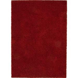 Tapis à poils longs rouge foncé 133x190